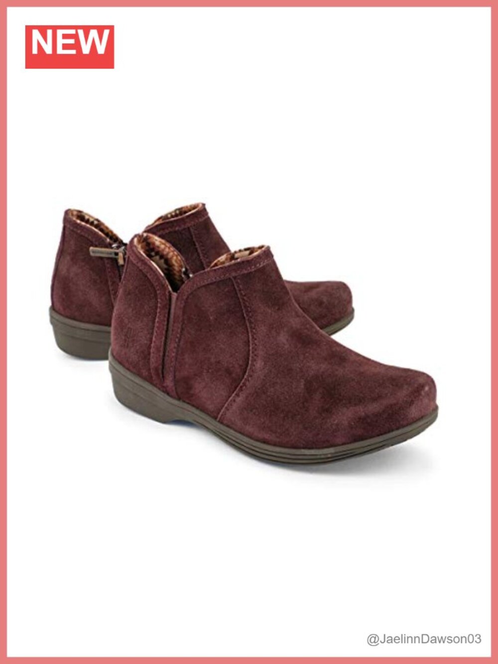Women's Suede Ankle Boots Round Toe Block Heel Slip-On Booties